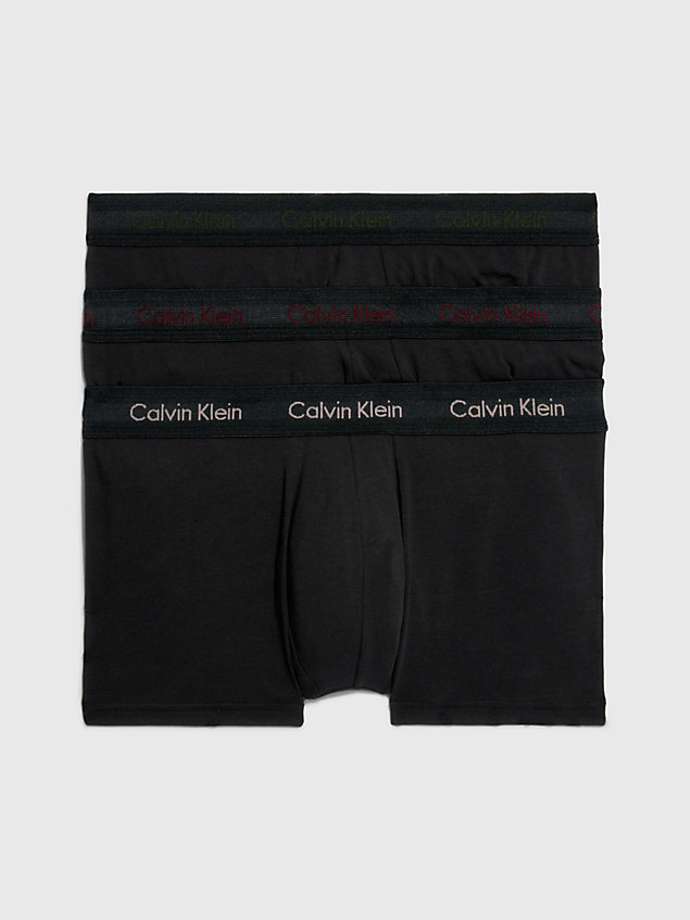  deep rouge lg 3 pack low rise trunks - cotton stretch for men calvin klein