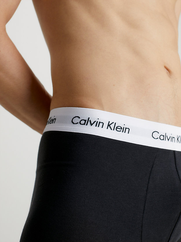 B-GREY HEATHER, WHT, PALACE BLUE WB 3 Pack Low Rise Trunks - Cotton Stretch for men CALVIN KLEIN