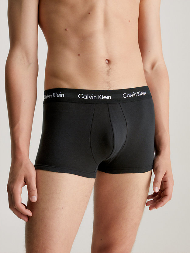 b- white 3 pack low rise trunks - cotton stretch for men calvin klein