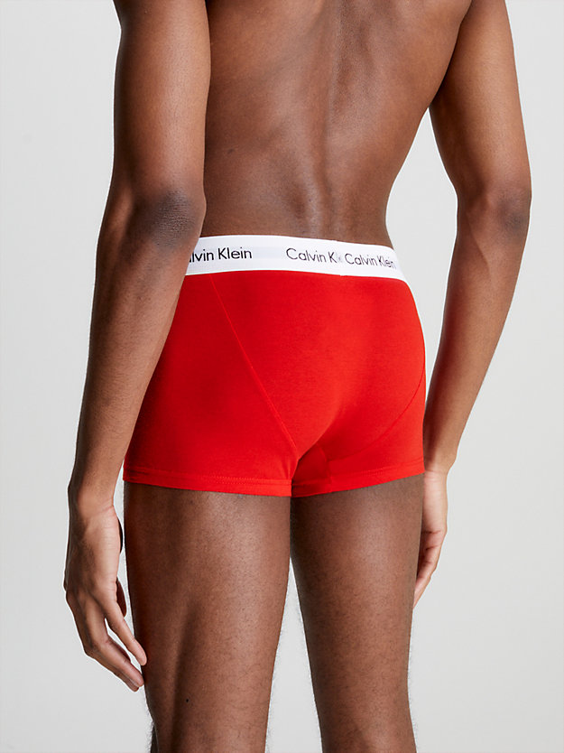 WHITE/RED GINGER/PYRO BLUE 3 Pack Low Rise Trunks - Cotton Stretch for men CALVIN KLEIN