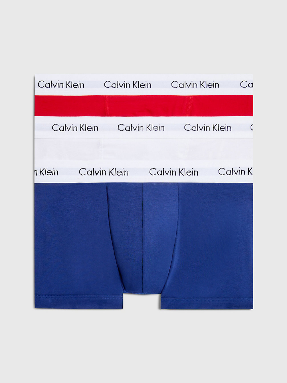 WHITE/RED GINGER/PYRO BLUE 3 Pack Low Rise Trunks - Cotton Stretch undefined men Calvin Klein