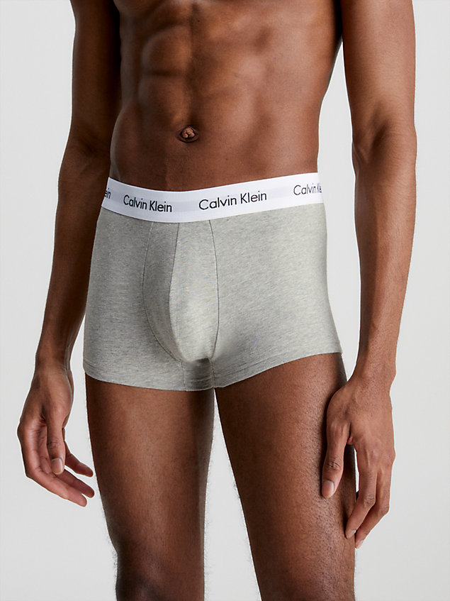 grey 3 pack low rise trunks - cotton stretch for men calvin klein