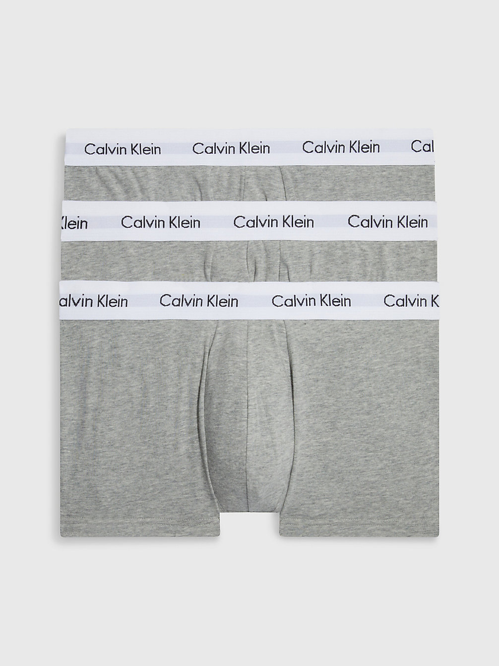 GREY HEATHER 3 Pack Low Rise Trunks - Cotton Stretch undefined men Calvin Klein