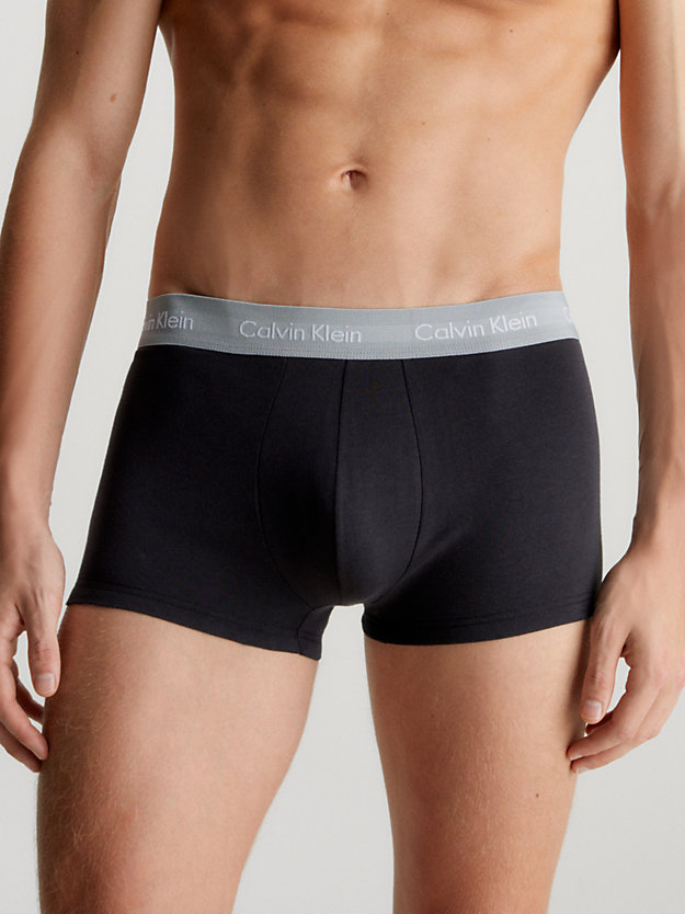 b- gry htr/chesapeake bay/jwl wbs 3 pack low rise trunks - cotton stretch for men calvin klein