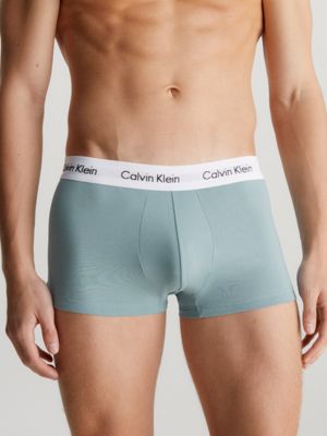 0000U2664G Calvin Klein Mens Cotton Stretch Low Rise Trunk 3 Pack -  0000U2664G Ocean Storm/Lime/Blue