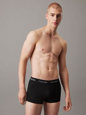 black 3 pack low rise trunks - cotton stretch for men calvin klein