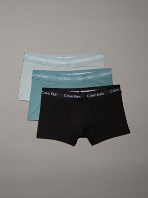  slate turquoise 3 pack low rise trunks - cotton stretch for men calvin klein