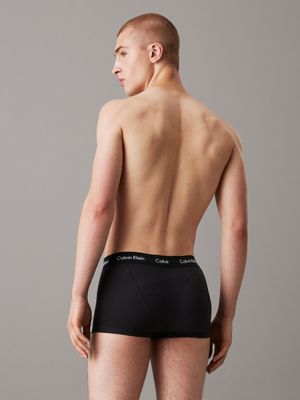 black 3 pack low rise trunks - cotton stretch for men calvin klein