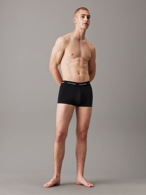 black 3 pack low rise trunks - cotton stretch for men calvin klein