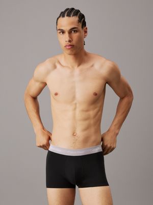 b- blk 3 pack low rise trunks - cotton stretch for men calvin klein