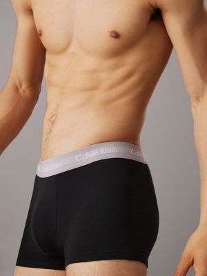 b- blk 3 pack low rise trunks - cotton stretch for men calvin klein