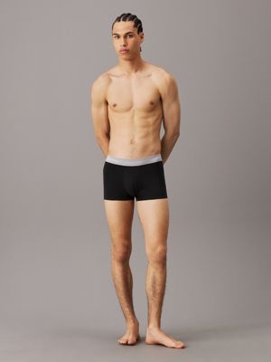 b- blk 3 pack low rise trunks - cotton stretch for men calvin klein