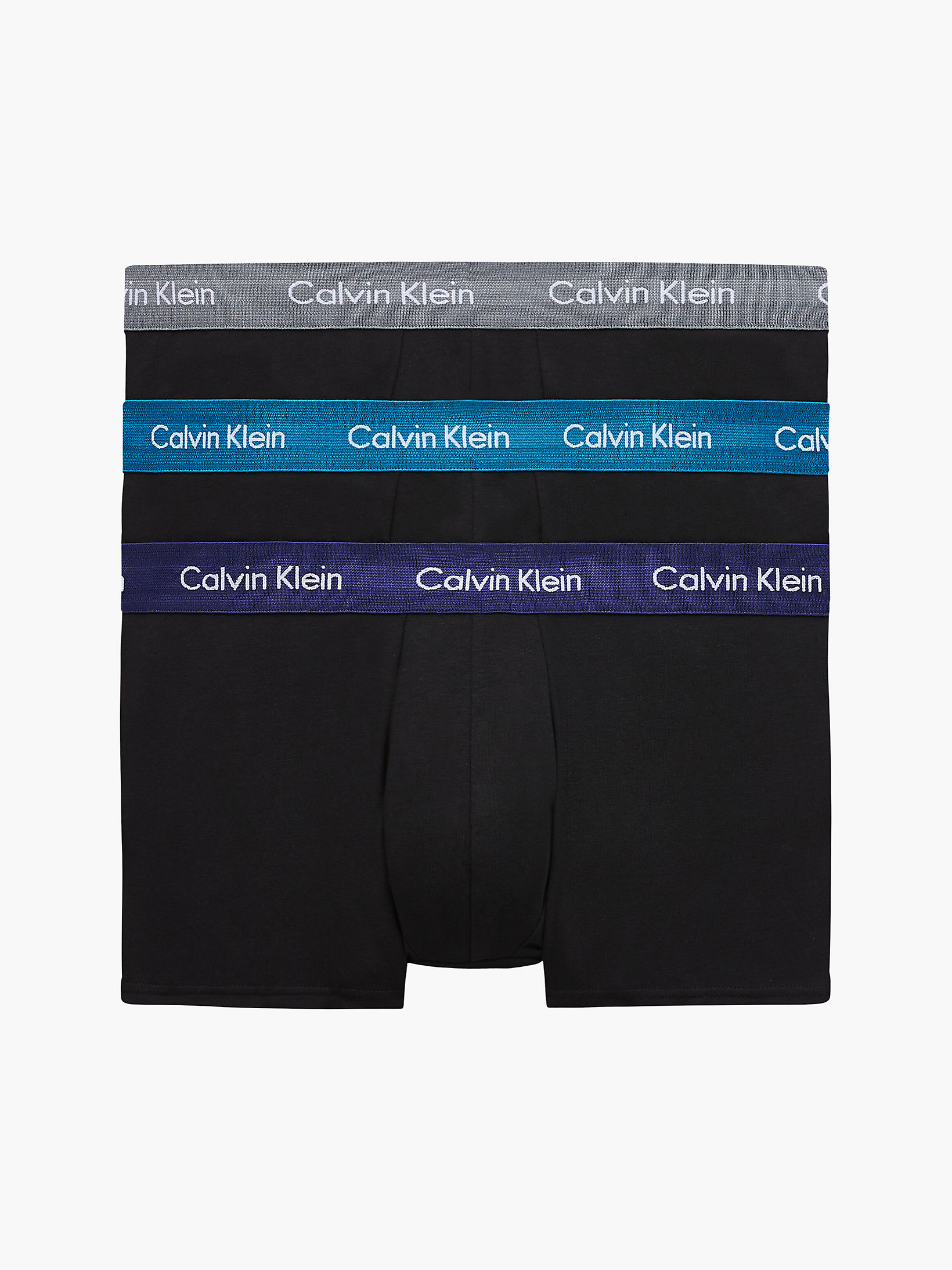 B -Astral Aura/ Corsair/ Grey Smoke 3 Pack Low Rise Trunks - Cotton Stretch undefined men Calvin Klein