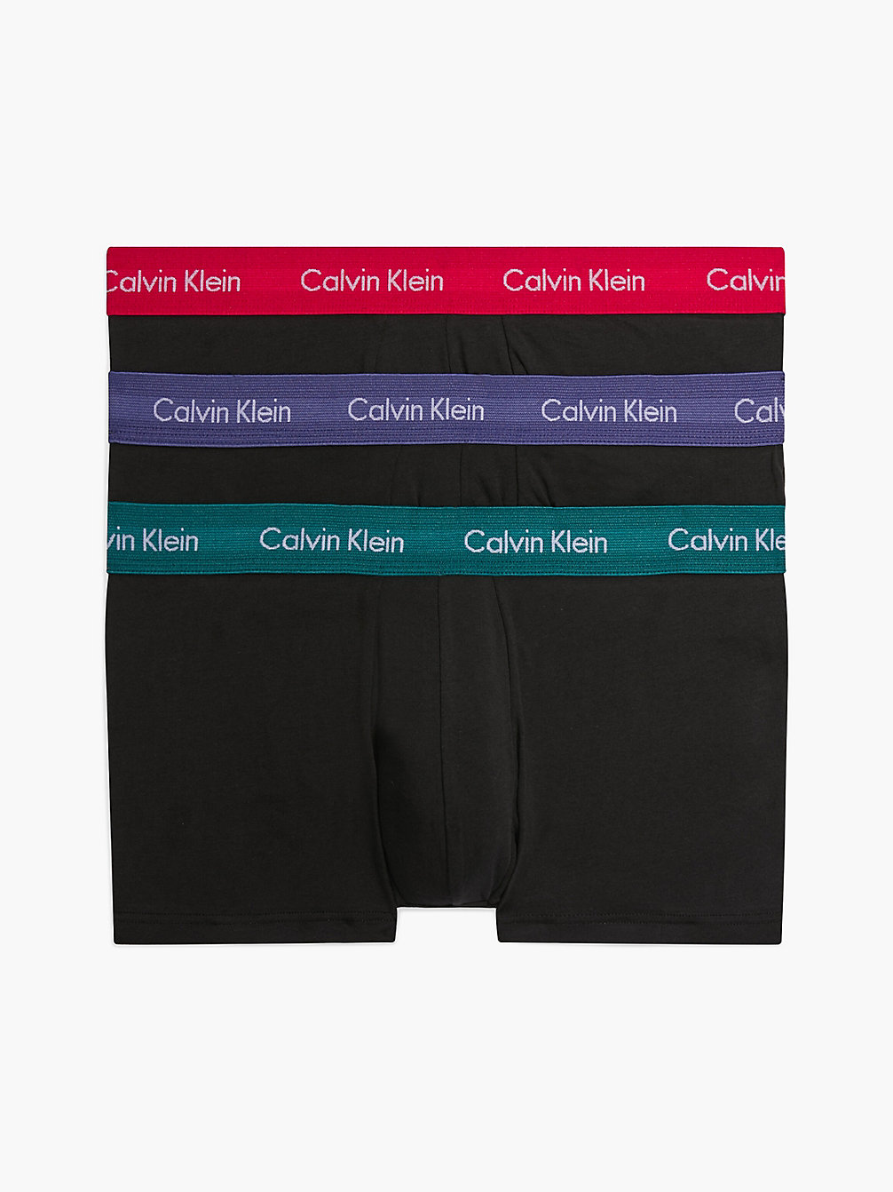 B-MAYA BLUE/ SOFT GRAPE/ RUSTIC RED Lot De 3 Boxers Taille Basse - Cotton Stretch undefined hommes Calvin Klein