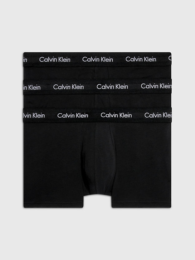 black w. black wb 3 pack low rise trunks - cotton stretch for men calvin klein