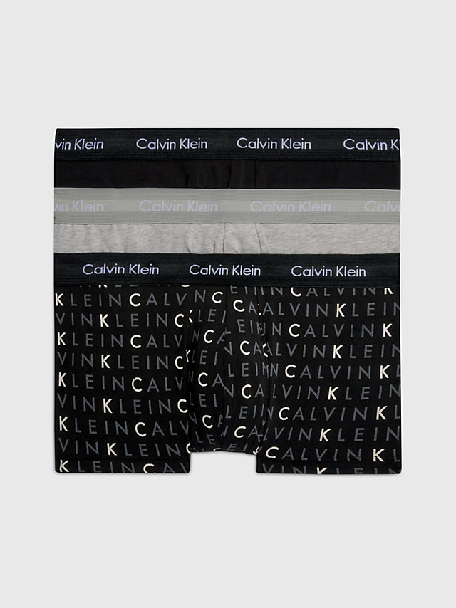 Black/grey Heather/subdued Logo 3 Pack Low Rise Trunks - Cotton Stretch undefined men Calvin Klein
