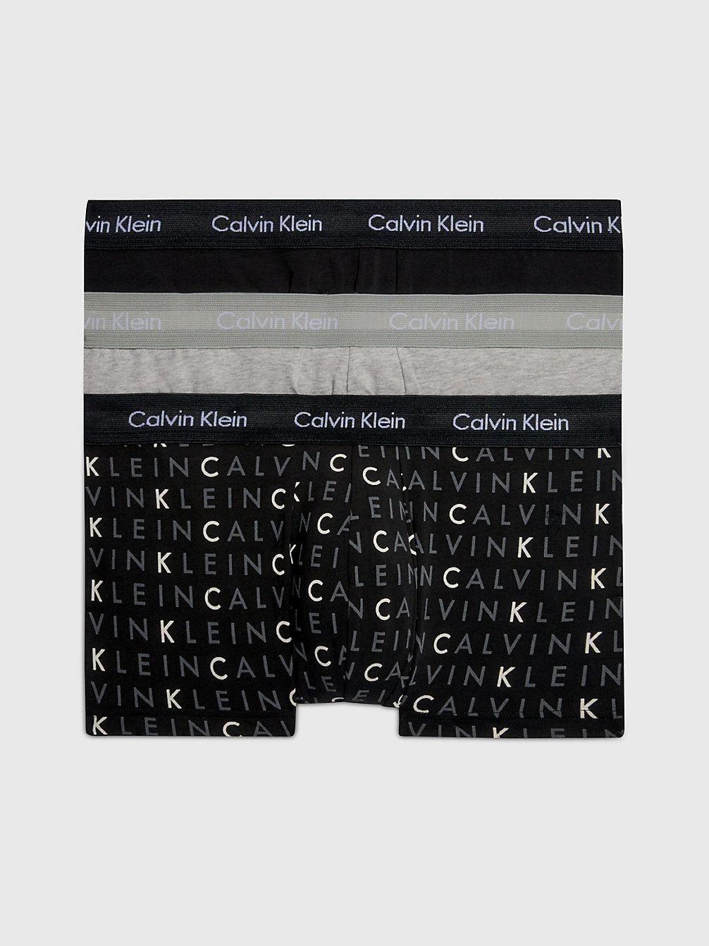 BLACK/GREY HEATHER/SUBDUED LOGO 3 Pack Low Rise Trunks - Cotton Stretch undefined men Calvin Klein