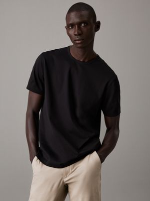 black tailored gemerceriseerd t-shirt voor heren - calvin klein