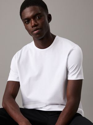 brilliant white tailored mercerized t-shirt for men calvin klein