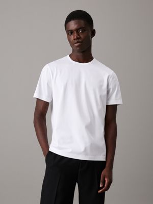 white tailored mercerized t-shirt for men calvin klein