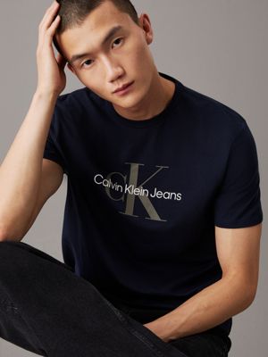 dark sapphire t-shirt mit monogramm für herren - calvin klein jeans