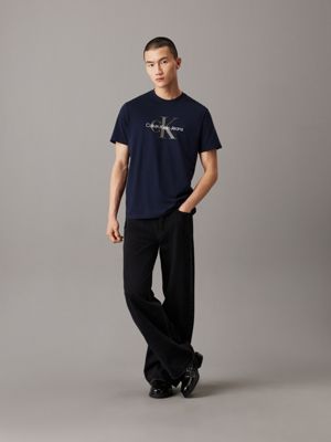 dark sapphire t-shirt mit monogramm für herren - calvin klein jeans