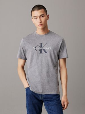 grey monogram t-shirt for men calvin klein jeans