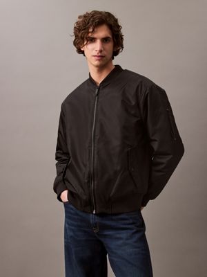 black padded nylon bomber jacket for men calvin klein jeans