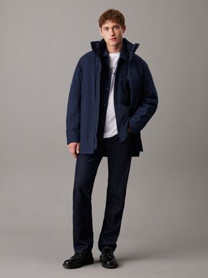 dark sapphire technical puffer coat for men calvin klein