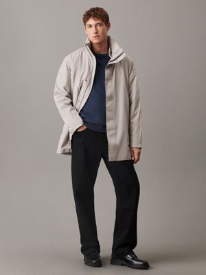 flint gray technical puffer coat for men calvin klein