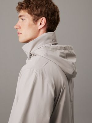 flint gray technical puffer coat for men calvin klein