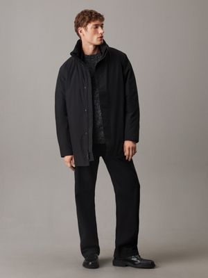 black technical puffer coat for men calvin klein