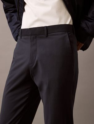 dark sapphire slim wool blend trousers for men calvin klein