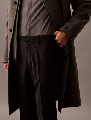 black slim wool blend trousers for men calvin klein