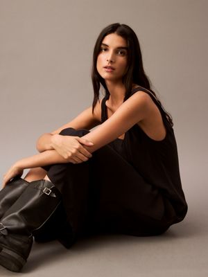 black archroma midi slip dress for women calvin klein