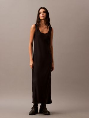 black midi slip dress for women calvin klein