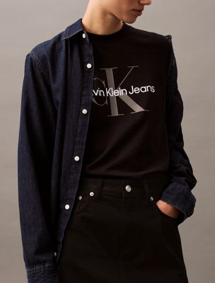t-shirt avec monogramme black pour femmes calvin klein jeans