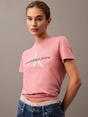 dusty rose monogram t-shirt for women calvin klein jeans