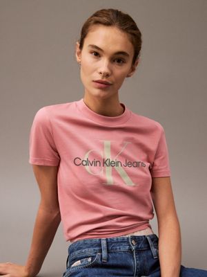 dusty rose monogram t-shirt for women calvin klein jeans