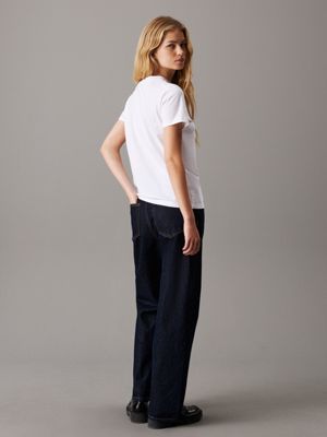 t-shirt con monogramma brilliant white da donne calvin klein jeans