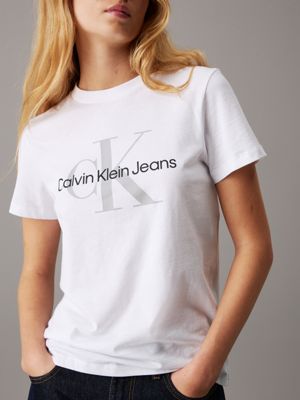 brilliant white monogram t-shirt for women calvin klein jeans