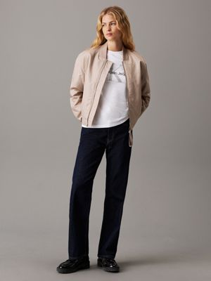 t-shirt con monogramma brilliant white da donne calvin klein jeans