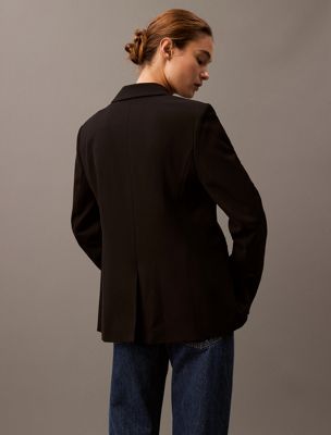 black archroma soft crepe blazer for women calvin klein