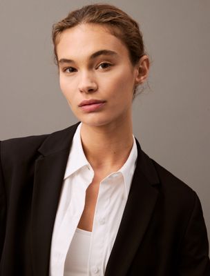 black archroma soft crepe blazer for women calvin klein