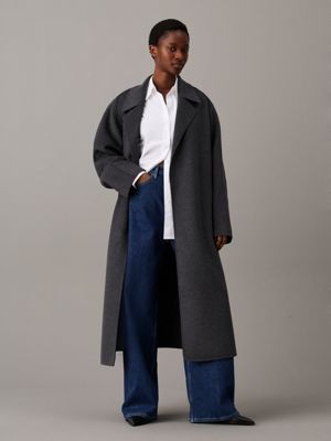 Long grey wool coat womens on sale