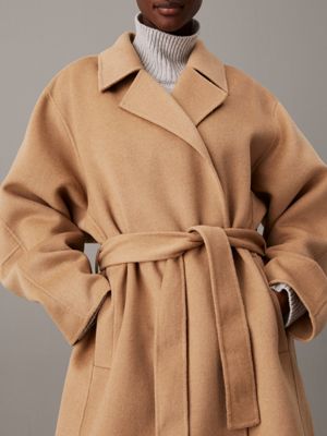 amphora double face wool wrap coat for women calvin klein