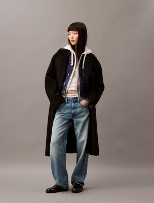 cappotto avvolgente in lana double-face black archroma da donne calvin klein