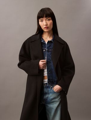 cappotto avvolgente in lana double-face black archroma da donne calvin klein