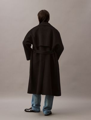cappotto avvolgente in lana double-face black archroma da donne calvin klein
