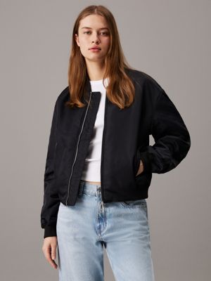 black padded nylon bomber jacket for women calvin klein jeans